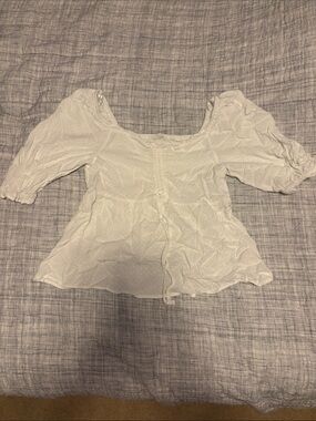 Lily Star White Square-Neck Puff Sleeve Blouse